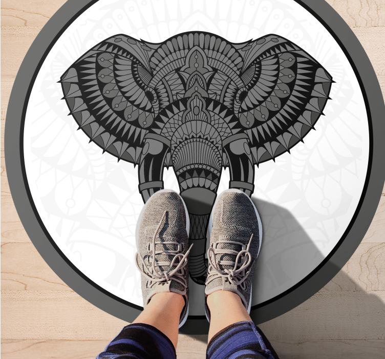 Elephant grey mandala animal vinyl rug - TenStickers