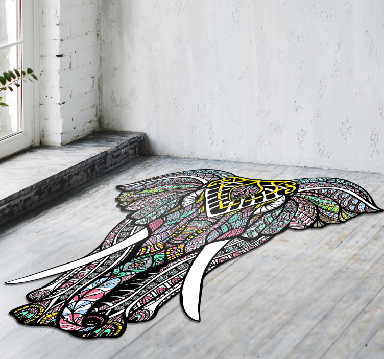 Wonderful elephant mandala vinyl rug - TenStickers