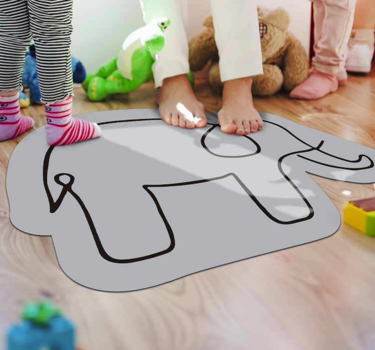 Elephant Outline kids vinyl rug - TenStickers
