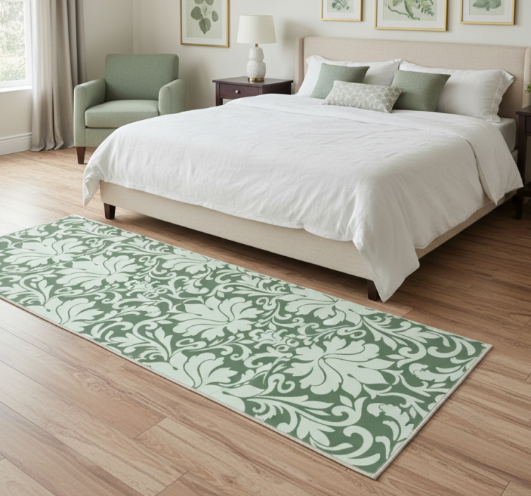 Esmerald ornamental green bedroom vinyl rug - TenStickers
