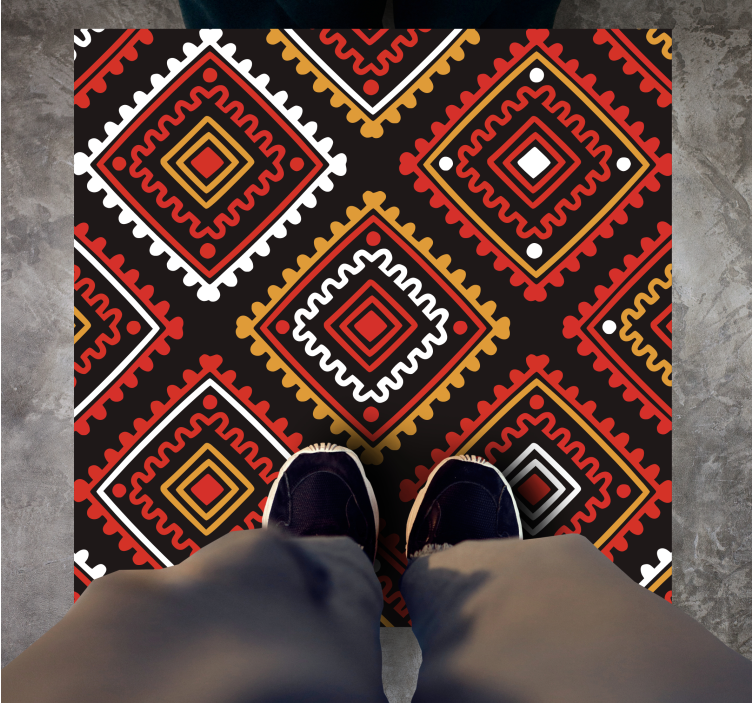 Ethnic vinyl rug in vibrant geometric design - TenStickers