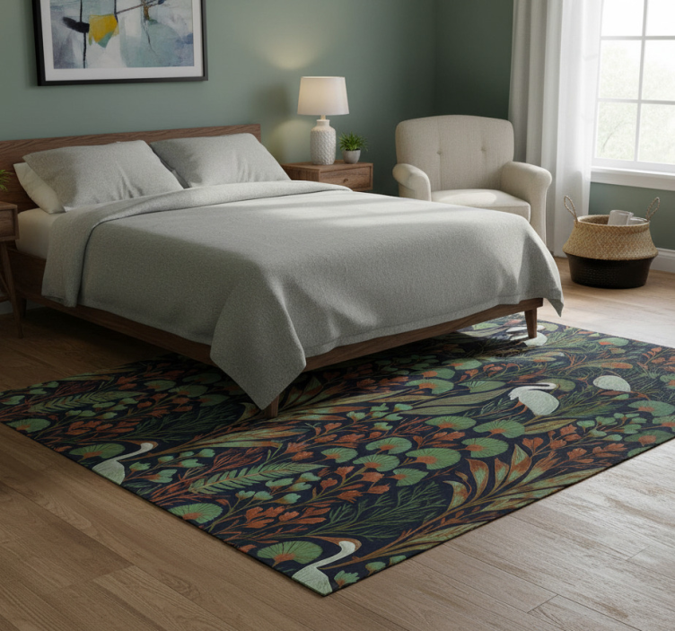 Exotic asian nature bedroom vinyl rug - TenStickers