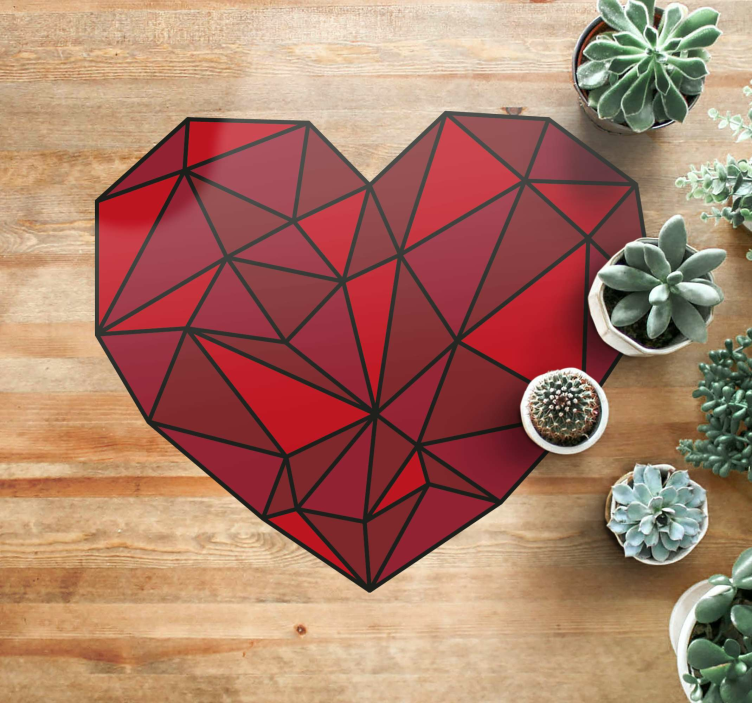 Faceted Heart geometric vinyl rug - TenStickers