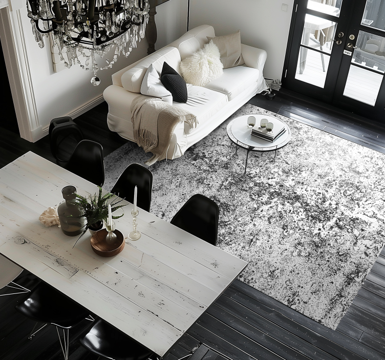 Faded grunge grey texture dining room vinyl rug - TenStickers