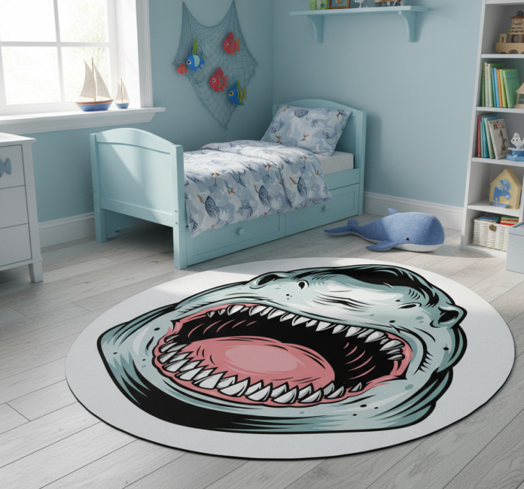 Ferocious shark head animal vinyl rug - TenStickers