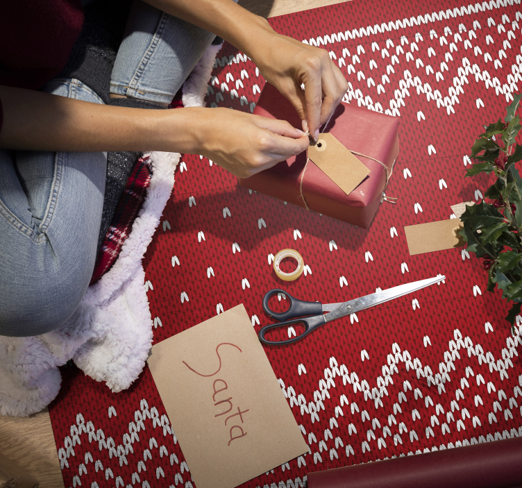 Festive Knit Pattern Christmas vinyl rug - TenStickers