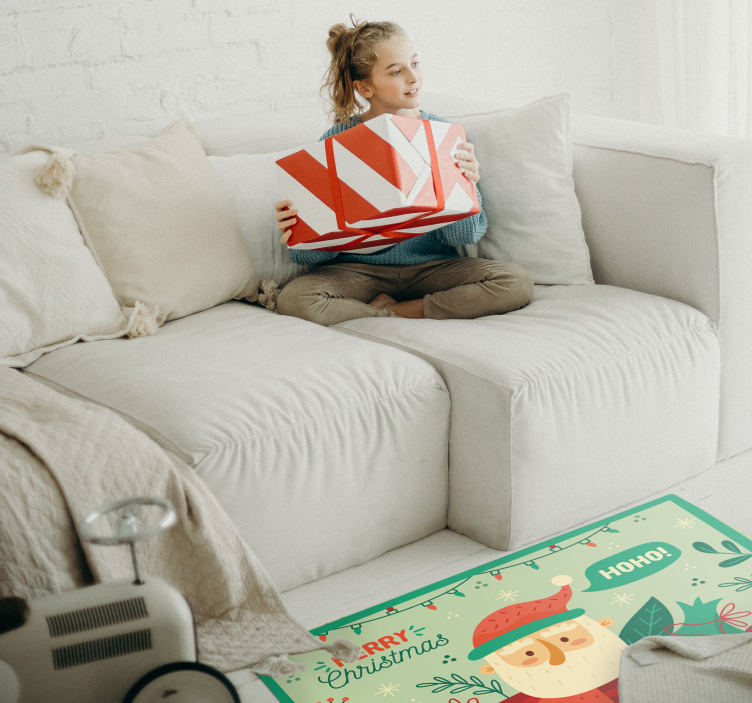 Festive Santa Illustration Christmas vinyl rug - TenStickers