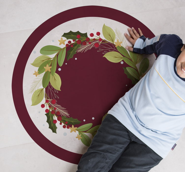 Festive Wreath Circle Christmas vinyl rug - TenStickers