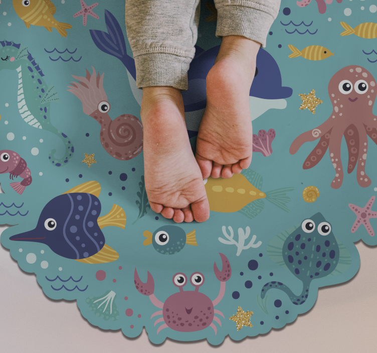 Fish illustrations bedroom kids vinyl rug - TenStickers
