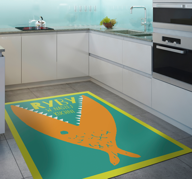 Fish culinary plaque kitchen vinyl rug - TenStickers