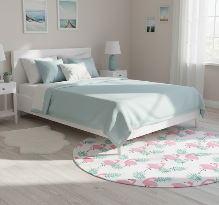 Flamenco tropical pattern bedroom vinyl rug - TenStickers