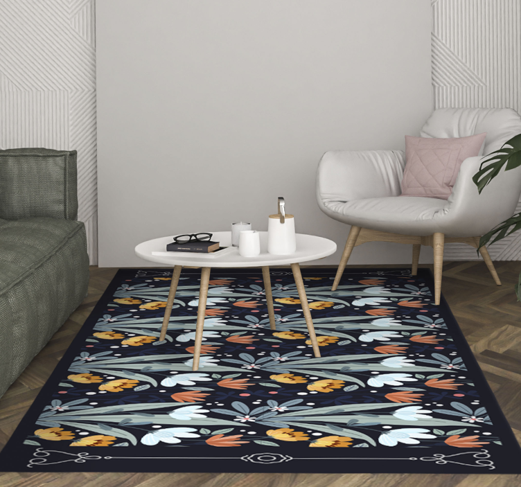 Floral arrangement pattern floral vinyl rug - TenStickers