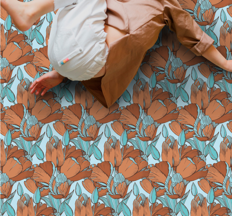 Floral Blossom Scheme kids vinyl rug - TenStickers