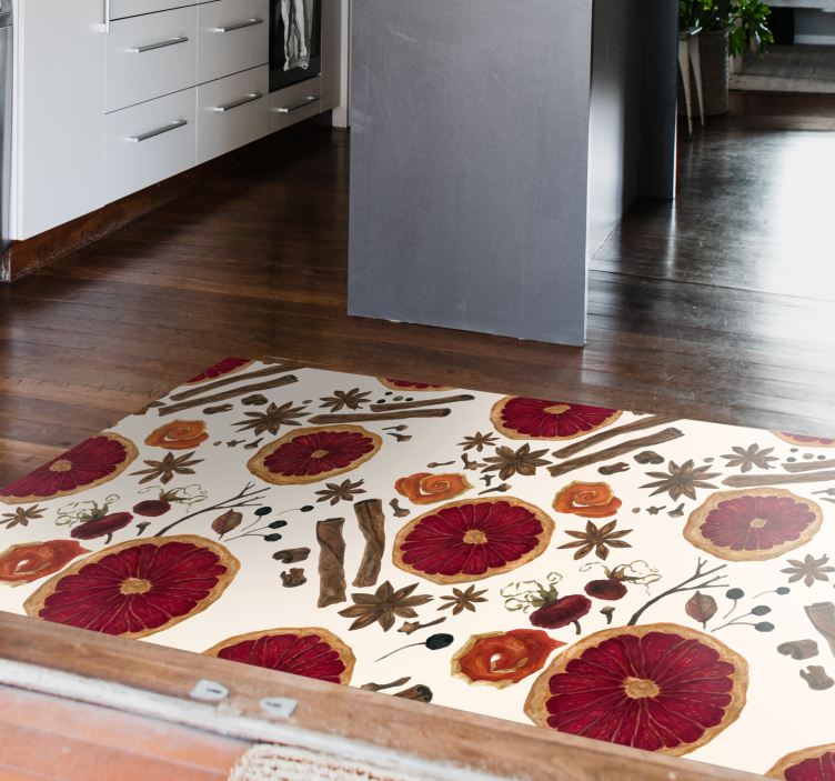 Floral Botanical Concept kitchen vinyl rug - TenStickers