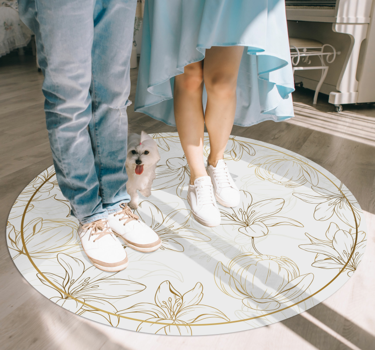 Floral circle pattern floral vinyl rug - TenStickers