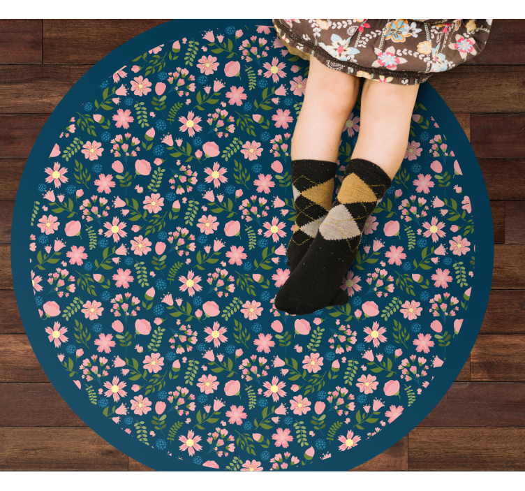 Floral Circular Pattern flower rug - TenStickers