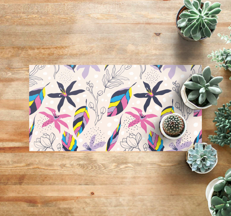 Floral fantasy floral vinyl rug - TenStickers