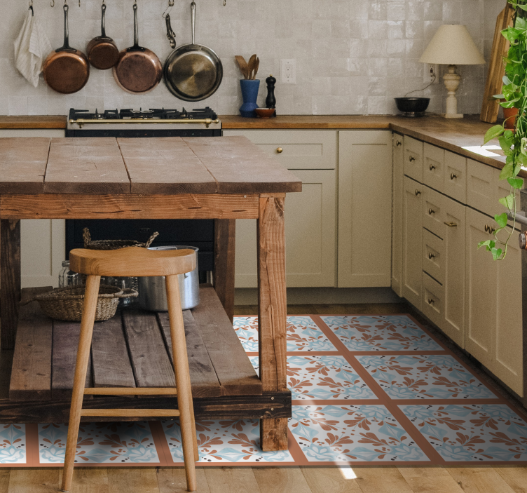 Floral Mediterranean Tiles tile carpet - TenStickers