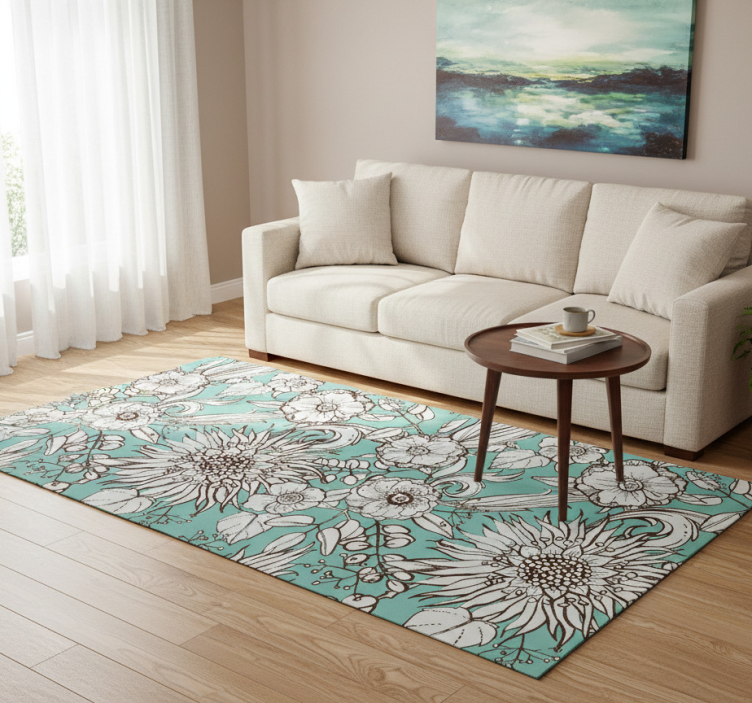 Floral motifs collection floral vinyl rug - TenStickers