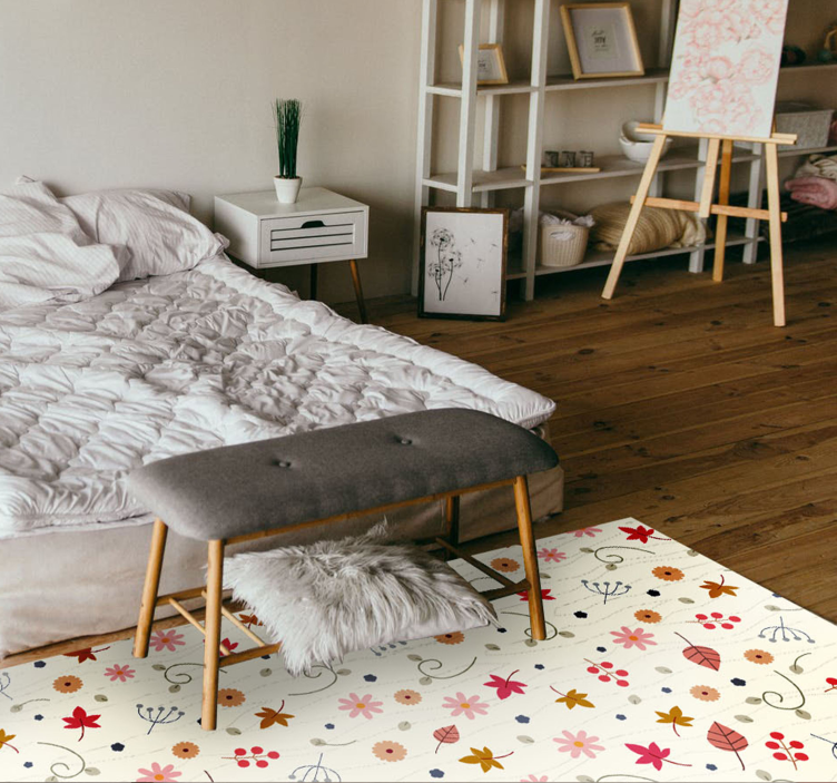 Floral pattern accent floral vinyl rug - TenStickers