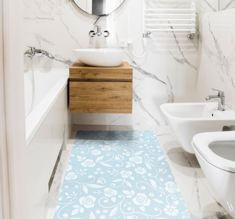 Floral pattern floral vinyl rug - TenStickers