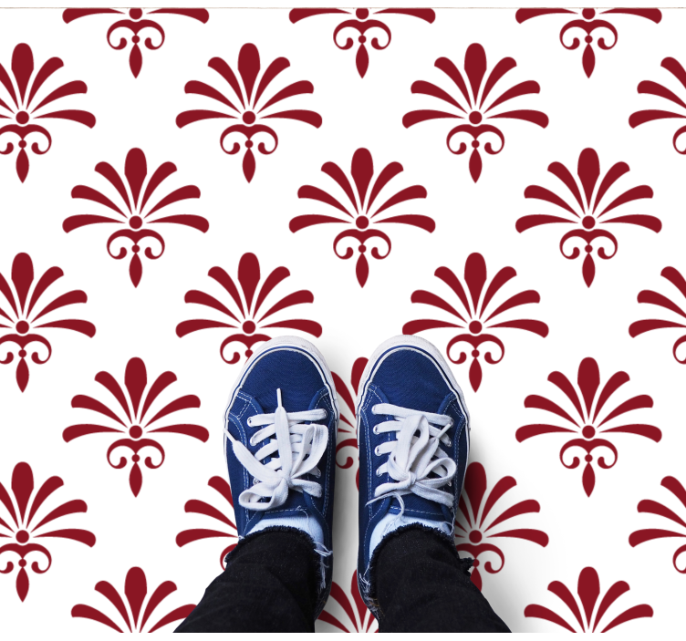 Floral Pattern Red modern vinyl rug - TenStickers