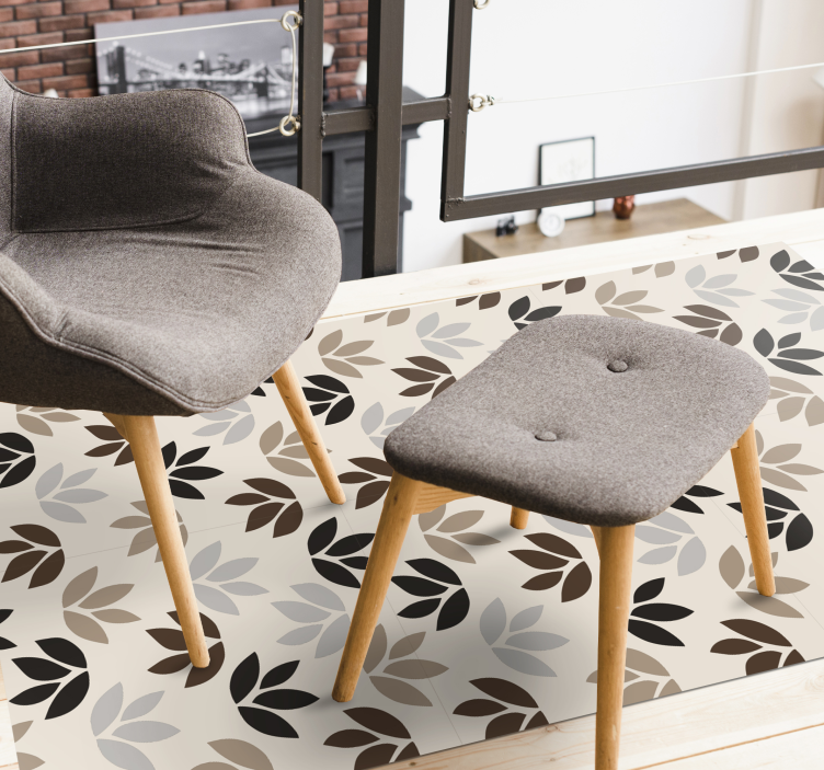 Floral pattern theme floral vinyl rug - TenStickers