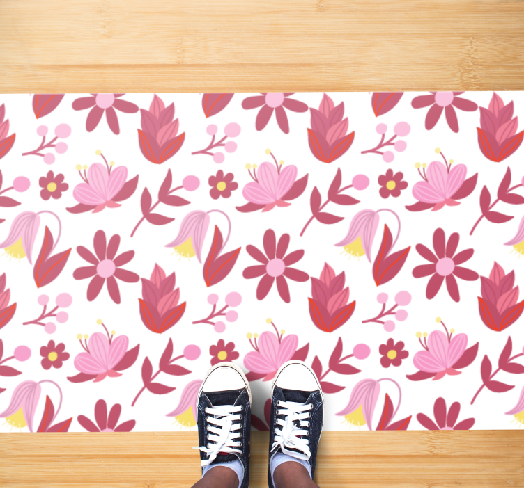 Floral patterns bloom floral vinyl rug - TenStickers