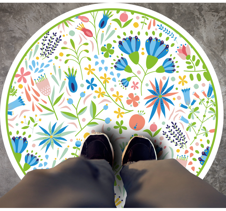 Floral Patterns Delight circular vinyl rug - TenStickers