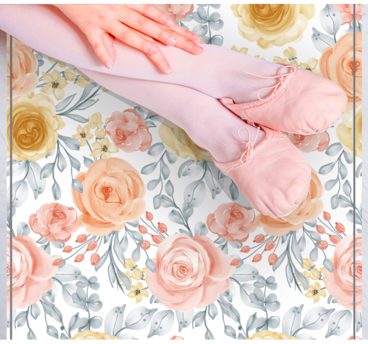 Floral pink shades floral vinyl rug - TenStickers