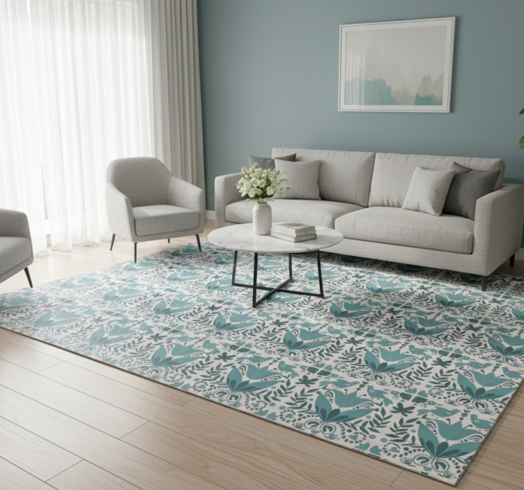 Floral print concept floral vinyl rug - TenStickers