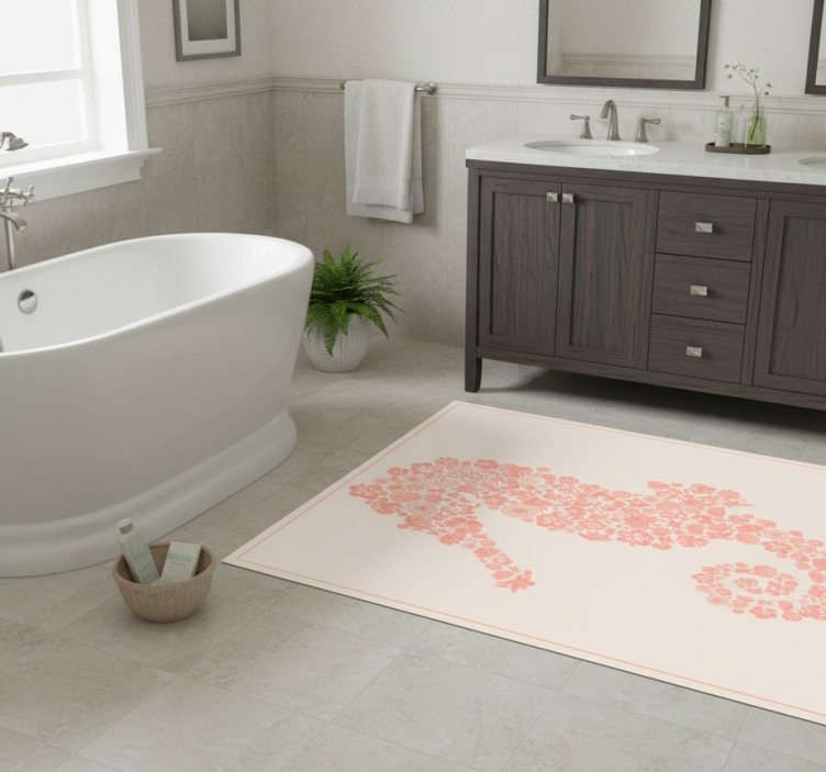 Floral sea horse bathroom vinyl rug - TenStickers