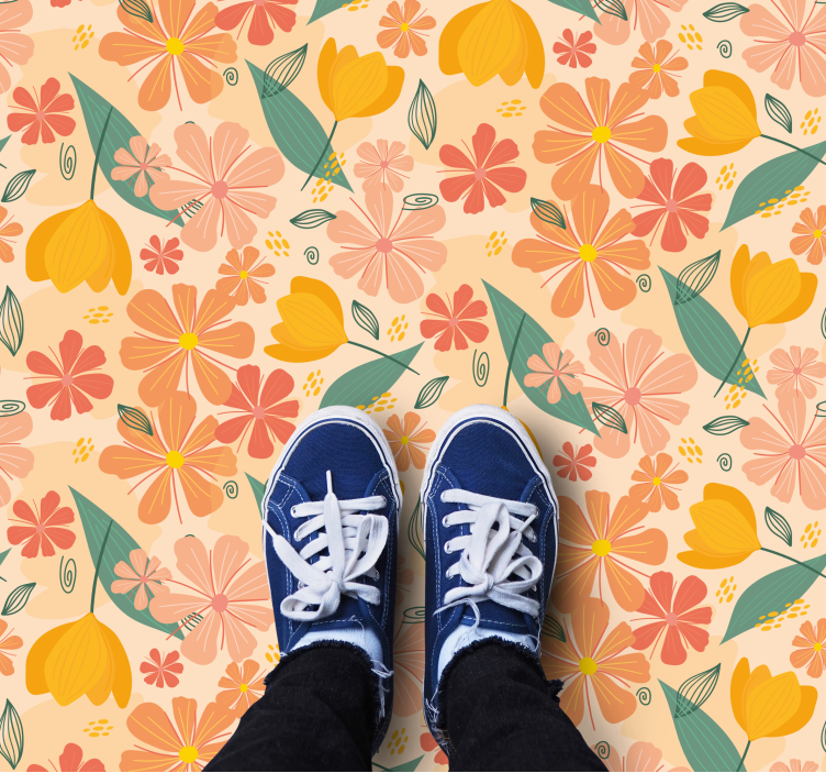 Floral spring blooms floral vinyl rug - TenStickers