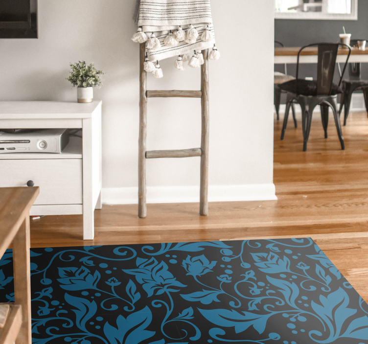 Floral swirl motif floral vinyl rug - TenStickers