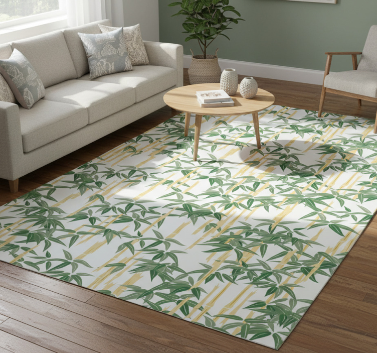 Floral vinyl rug bamboo branches for window - TenStickers