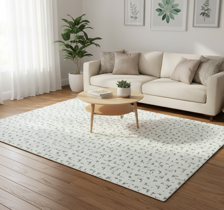 Floral vinyl rug botanical leaf design - TenStickers