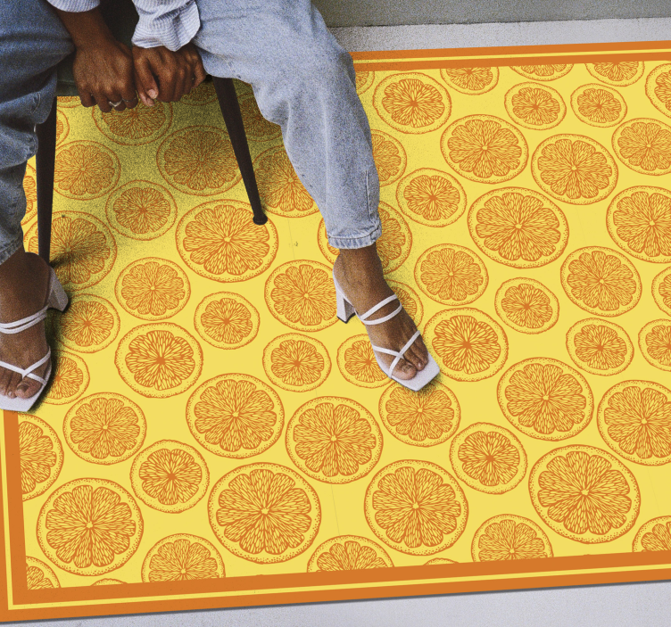 Floral vinyl rug citrus slice design - TenStickers