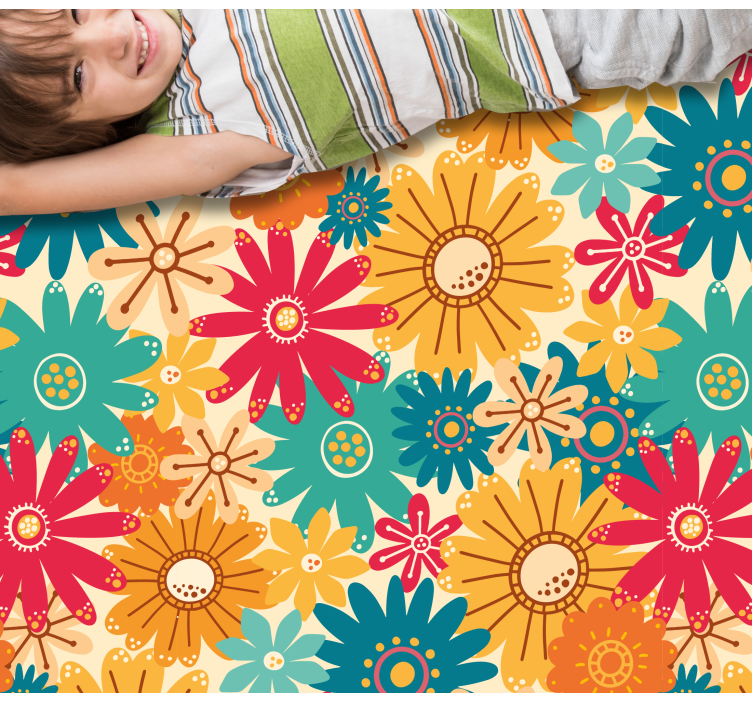 Floral vinyl rug colorful floral design - TenStickers