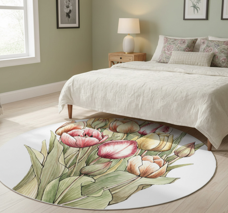 Floral vinyl rug colorful tulip bouquet - TenStickers