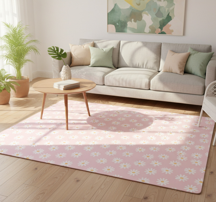 Floral vinyl rug daisy flower design - TenStickers