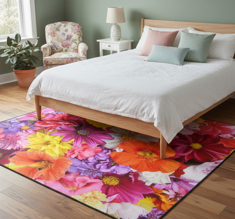 Plenty of colorful flowers floral vinyl rug - TenStickers