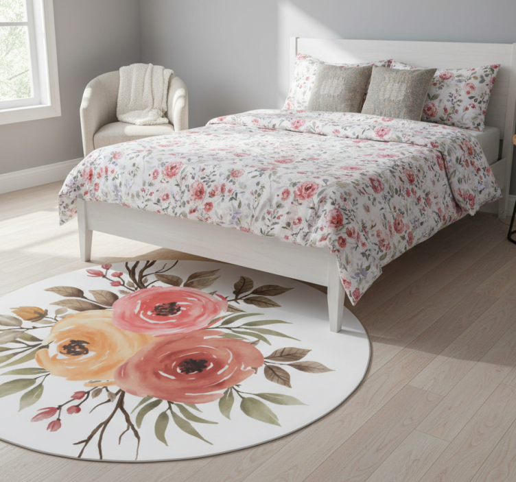 Floral vinyl rug delightful blossom arrangement - TenStickers