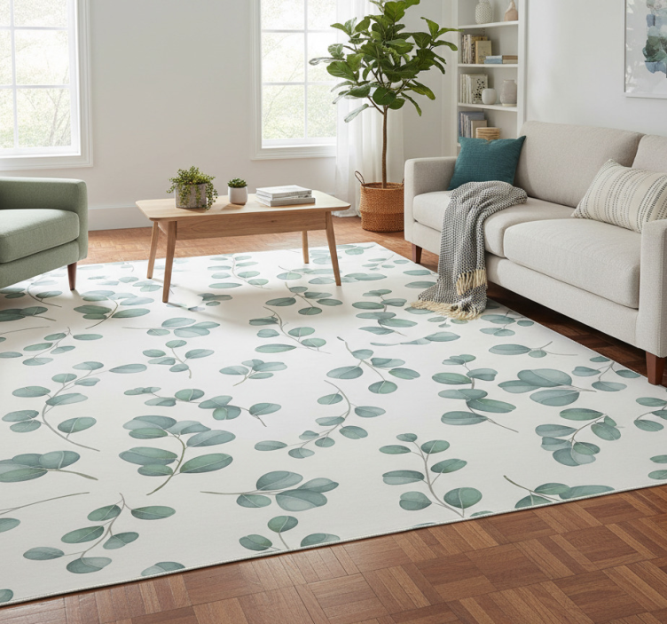 Floral vinyl rug eucalyptus greenery design - TenStickers