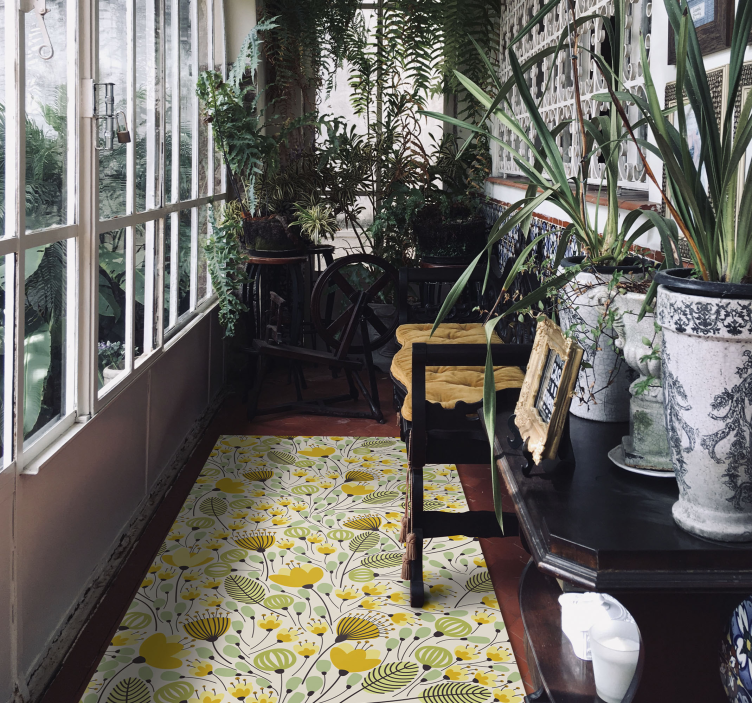 Floral vinyl rug floral botanic design - TenStickers