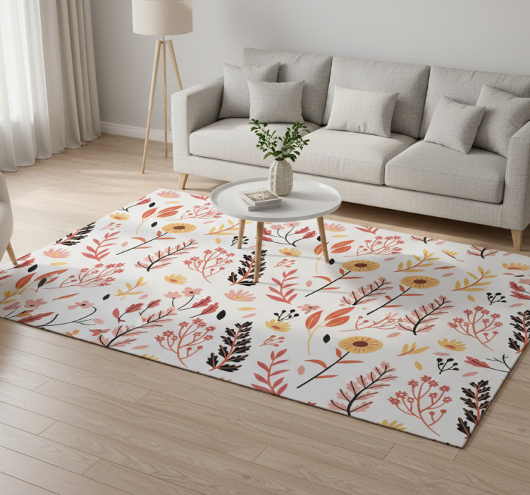 Floral vinyl rug floral motif decor - TenStickers
