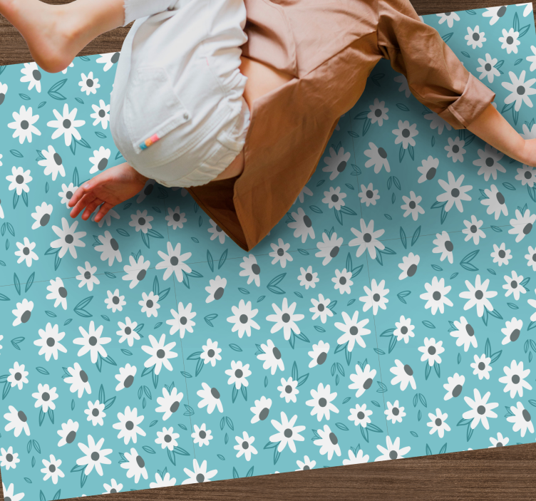 Floral vinyl rug floral patterned decor - TenStickers