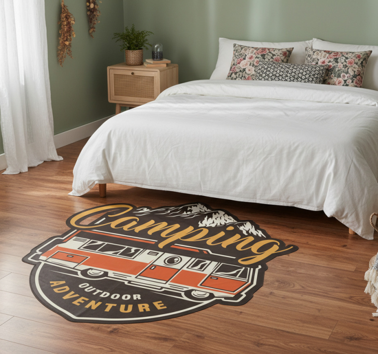 Floral vinyl rug for motorhome camping fun - TenStickers