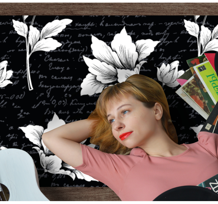 Floral vinyl rug graceful botanical design - TenStickers