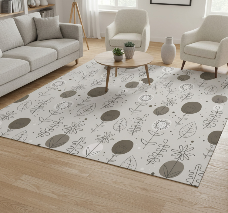 Floral vinyl rug in earthy tones pattern - TenStickers