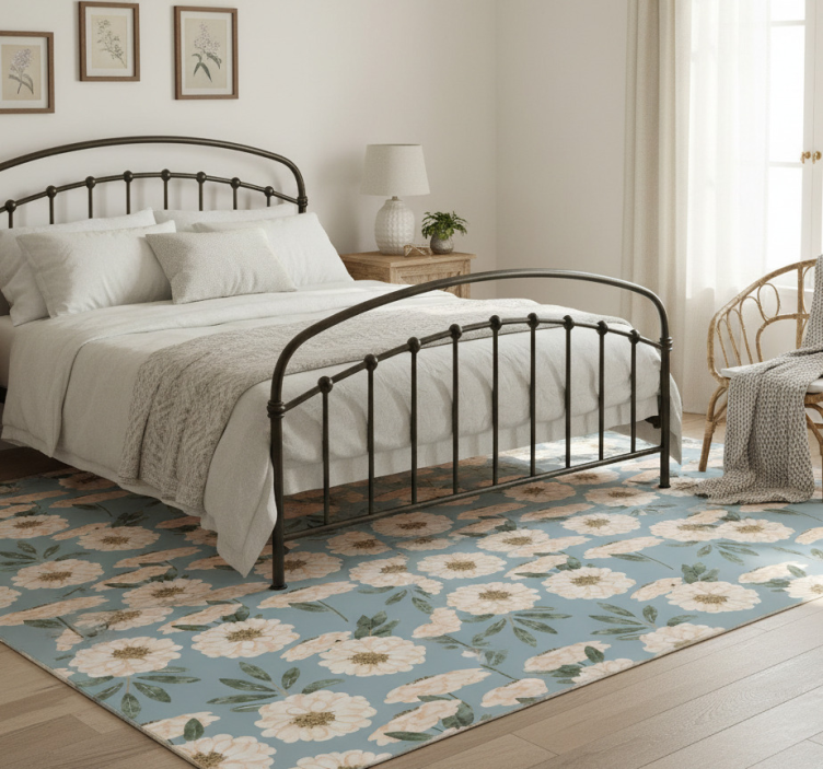 Floral vinyl rug in exotic colors - TenStickers